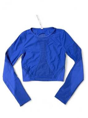 Lululemon Mesh-Panelled Training Long Sleeve Crop Top in Wild Indigo